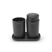 Brabantia ReNew Badkameraccessoires - set van 3 - Zeeppomp - Tandenborstelhouder - Schaal - donker grijs SW454750