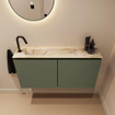MONDIAZ TURE-DLUX 100cm toiletmeubel Army. EDEN wastafel Frappe positie links. Met 1 kraangat. SW1102678