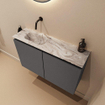 MONDIAZ TURE-DLUX 80cm toiletmeubel Dark Grey. EDEN wastafel Glace positie links. Zonder kraangat. SW1103249