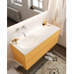 MONDIAZ VICA Badkamermeubelset - 120cm - 2 lades - wasbak Moon links - 0 kraangaten - solid surface ocher SW411057