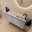 MONDIAZ TURE-DLUX 100cm toiletmeubel Plata. EDEN wastafel Glace positie rechts. Met 1 kraangat. SW1103460
