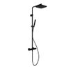 Hotbath Gal thermostatische regendoucheset met 22x22cm vierkante hoofddouche staafhanddouche zwart mat SW656458