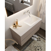 MONDIAZ VICA Badkamermeubelset - 100cm - 2 lades - wasbak Cloud rechts - 0 kraangaten - solid surface smoke SW411381