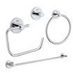 GROHE Essentials accessoireset 4-delig met handdoekring, handdoekhouder, handdoekhaak en toiletrolhouder zonder klep chroom SW529110