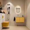 MONDIAZ TURE-DLUX 80cm toiletmeubel Ocher. EDEN wastafel Glace positie links. Zonder kraangat. SW1103371