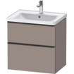 Duravit D-Neo wastafelonderkast 63.4x62.5x45.2cm 2 lades Basalt Mat SW641179