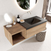 Mondiaz BUKLA Badkamermeubelset - 120x45x34cm - 0 kraangaten - wasbak rechts - solid surface - Urban - greeploos - 1 lade - Melamine - Washed Oak SHOWROOMMODEL SHOW21442