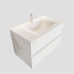 MONDIAZ VICA Badkamermeubelset - 80cm - 2 lades - wasbak Cloud midden - 1 kraangat - solid surface carrara marmer SW410232