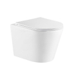 QeramiQ Dely Toiletset - 36.3x51.7cm - diepspoel - rimless - Geberit UP320 Burda inbouwreservoir - softclose toiletzitting - bedieningsplaat taupe - rechtehoekige knoppen - wit glans SW1164217