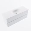 MONDIAZ VICA 120cm badmeubel onderkast Talc 2 lades. Wastafel MOON midden 1 kraangat, kleur Talc. SW1381917