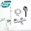 FugaFlow Eccelente Sobrado Badkamer badkraan met glijstangset met ronde handdouche gladde doucheslang chroom SW1123977