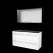 Basic-Line Ultimate 46 badkamermeubelset - 120x46cm - met grepen - 4 lades - hardsteen wastafel - 2 kraangaten - Spiegel - verlichting MDF lak Ice White SW639865