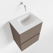 MONDIAZ ADA Toiletmeubel - 40x30x50cm - 0 kraangaten - 2 lades - smoke mat - wasbak links - Solid surface - Wit SW472616