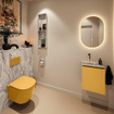 MONDIAZ TURE-DLUX 40cm toiletmeubel Ocher. EDEN wastafel Glace positie links. Zonder kraangat. SW1103381