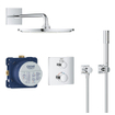 GROHE Grohtherm Perfect Regendoucheset - hoofdddouche 31cm - 2 functies handdouche staaf - rechthoekig afbouwdeel chroom SW236925