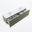Mondiaz VICA Badkamermeubelset - 180cm - army - 4 lades - Wastafel MOON - dubbel 2 kraangaten - kleur talc - XL versie 60cm hoog SW1189223