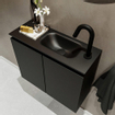 MONDIAZ TURE Fonteinset - 60x23x50cm - 1 kraangat - 2 deuren - urban mat - Wasbak rechts - Solid Surface Zwart SW475254