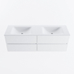 MONDIAZ VICA 150cm badmeubel onderkast Talc 4 lades. Wastafel CLOUD dubbel zonder kraangat, kleur Talc. SW1381825