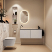 MONDIAZ TURE-DLUX 120cm toiletmeubel Linen. EDEN wastafel Glace positie links. Met 1 kraangat. SW1103421