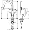 Hansgrohe Talis S keukenkraan 220 met hoge draaibare uitloop instelbaar 110°, 150° of 360° chroom SW95071