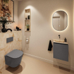 MONDIAZ TURE-DLUX 40cm toiletmeubel Dark Grey. EDEN wastafel Frappe positie midden. Zonder kraangat. SW1102711