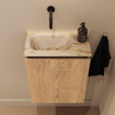 MONDIAZ TURE-DLUX 40cm toiletmeubel Washed Oak. EDEN wastafel Frappe positie links. Zonder kraangat. SW1103070