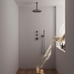 Brauer Gunmetal Carving Regendoucheset inbouw - hoofddouche 30cm - plafondarm 20cm - 3 carving knoppen - handdouche staaf 1 stand - PVD - geborsteld gunmetal SW715948