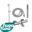 FugaFlow Eccelente Sobrado Badkamer badkraan met glijstangset met staafhanddouche, metalen doucheslang geborsteld RVS PVD SW1124011