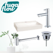 FugaFlow Eccelente Arredo fonteinset - 38x7x24cm - 1 kraangat - keramiek - fonteinkraan chroom - glans wit - SW1125301