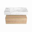 MONDIAZ ALAN - DLUX Badkamermeubelset - 90cm - onderkast - Washed Oak - 1 lade - vrijhangende wastafel - wasbak midden - 1 kraangat - Glace SW808960