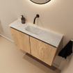 MONDIAZ TURE-DLUX 80cm toiletmeubel Washed Oak. EDEN wastafel Opalo positie midden. Zonder kraangat. SW1104627
