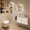 MONDIAZ TURE-DLUX 80cm toiletmeubel Talc. EDEN wastafel Frappe positie links. Zonder kraangat. SW1102595