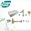 FugaFlow Eccelente Sobrado Badkamer Fonteinset - rechts - 1 kraangat - fonteinkraan geborsteld messing - wit SW1124030
