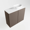 Mondiaz Fowy Toiletmeubel - 60x50x23cm - smoke mat - 1 kraangat - wasbak rechts - 2 deuren - solid surface - blad MDF - wasbak: wit SW761237