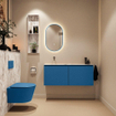 MONDIAZ TURE-DLUX 120cm toiletmeubel Jeans. EDEN wastafel Glace positie links. Zonder kraangat. SW1103338