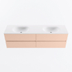 MONDIAZ Vica Badkamermeubelset - 170cm - onderkast rosee - 4 lades - wastafel moon dubbel - 2 kraangaten - 60cm hoge versie - talc SW1080406
