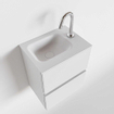 MONDIAZ ADA Toiletmeubel - 40x30x50cm - 1 kraangat - 2 lades - talc mat - wasbak rechts - Solid surface - Wit SW472497