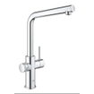 GROHE Blue Home Keukenkraan - L-Uitloop - 1-gats - filterfunctie - plat licht en bruisend water - chroom SW228365