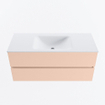 MONDIAZ VICA Badkamermeubelset - 110cm - onderkast rosee- 2 lades - wastafel cloud midden - 1 kraangat - 60cm hoge versie - talc SW1083296