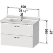 Duravit XBase Wastafelonderkast 80x46.8x56cm Standaard greep met softclose spaanplaat Grafiet Mat SW444471