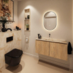 MONDIAZ TURE-DLUX 100cm toiletmeubel Washed Oak. EDEN wastafel Frappe positie midden. Zonder kraangat. SW1103084