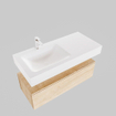 MONDIAZ ALAN 100cm - onderkast - washed oak - 1 lade - vrijhangende wastafel - wasbak links - 1 kraangat - talc SW408562