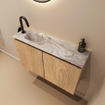 MONDIAZ TURE-DLUX 80cm toiletmeubel Washed Oak. EDEN wastafel Glace positie links. Met 1 kraangat. SW1103569