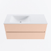 MONDIAZ VICA Badkamermeubelset - 100cm - onderkast rosee- 2 lades - wastafel cloud links - 1 kraangat - 60cm hoge versie - talc SW1083304