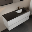 Mondiaz Aivy badmeubelset - 120x45x50cm - 1 kraangat - 1 wasbak urban Solid surface - Rechts - 2 lades - Met spiegel - MDF Talc SW892211