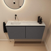 MONDIAZ TURE-DLUX 100cm toiletmeubel Dark Grey. EDEN wastafel Opalo positie links. Zonder kraangat. SW1105228
