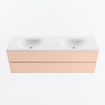MONDIAZ VICA Badkamermeubelset - 150cm - onderkast rosee- 2 lades - wastafel moon dubbel - zonder kraangaten - 60cm hoge versie - talc SW1080389