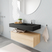 MONDIAZ ALAN 100cm - onderkast - washed oak - 1 lade - vrijhangende wastafel - wasbak rechts - 1 kraangat - urban SW408479