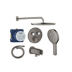 Grohe Grohtherm regendoucheset inbouw - hoofddouche rond - handdouche rond - gebogen wandarm - hard graphite geborsteld SW1235161