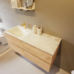 MONDIAZ VICA-DLUX Badkamermeubelset - 120cm - onderkast washed oak - 4 lades - inbouw wastafel cloud links - 1 kraangat - 60cm hoge versie - frape SW1088805